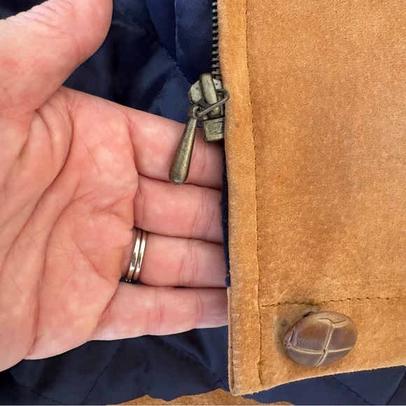VTG Novelti 100% Leather Wool Tan Blue Insulated Ranch Jacket. Women Sz M - Picture 13 of 16